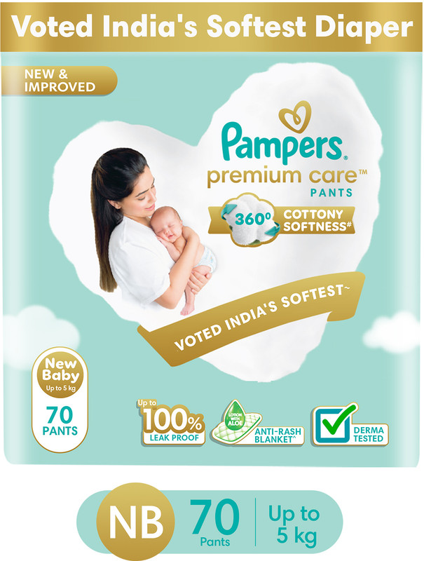 Pampers Premium Care Pants with 360 Cottony Softness – New Born(70 Pieces)