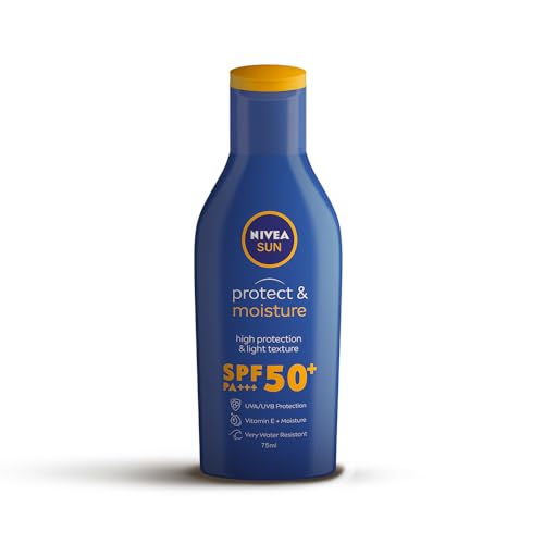 NIVEA Sun Protect and Moisture 75ml SPF 50 Advanced Sunscreen for Normal Instant Protection| PA+++ UVA – UVB Protection System| Vitamin E + Moisture| Very Water Resistant| For Unisex