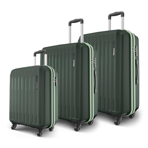 Safari Genius Alley Set of 3 (Cabin + Medium + Large) Trolley Bags Hard Case Polypropylene, 4 Wheels, 360 Degree Wheeling Luggage, Suitcase for Travel, Trolley Bags for Travel, Deep Forrest