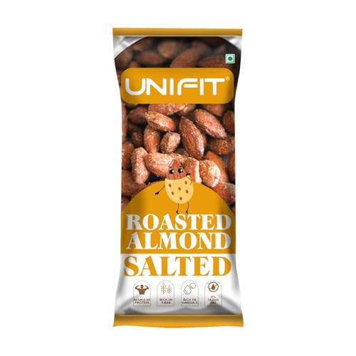 Unifit Roasted & Salted Almonds/Badam | Freshly Roasted, Crispy & Lightly Salted | High Protein Healthy Nut Snack | 40g Convenient On-the-Go Pack | Perfect Healthy Snack for Office, Travel & Anytime Munching