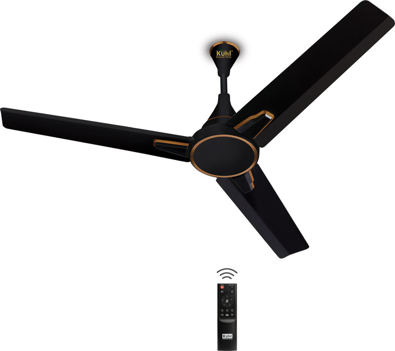 KUHL Prima A1 BLDC,29W,Low Noise,Energy-Saving with 5 Year Warranty BLDC Motor with Remote 1200 mm Ceiling Fan(5 Star | Black | Pack of 1)