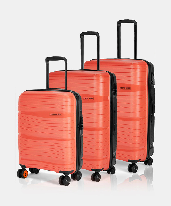 NASHER MILES Nicobar Dual Tone Polypropylene Set of 3 Trolley Bags (55, 65 & 75 cm) Check-in Suitcase 8 Wheels – 28 inch
