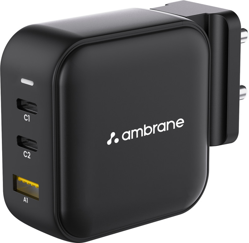 Ambrane 65 W GaN 3.4 A Wall Charger for Mobile(Black)
