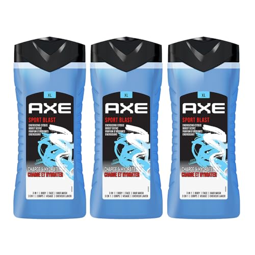 AXE Sport Blast 3-in-1 Body, Face & Hair Wash Invigorating Freshness | Cleanses & Energizes | Combo of 3 | 400ml