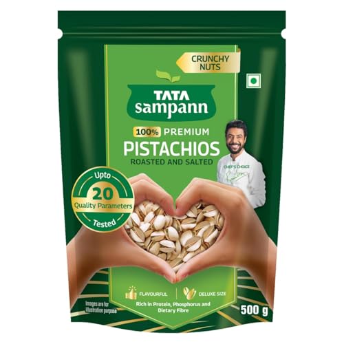 Tata Sampann Pistachios Roasted & Salted, Pista, 500g, Rich In Protein, Phosphorus, & Dietary Fibre, Premium Nuts & Dry Fruits, Crunchy & Delicious Healthy Snack
