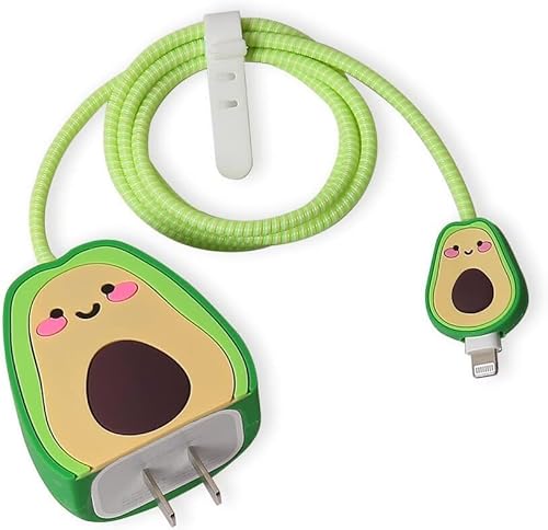 INEFABLE Charger Case Cover Protector with 3D Cute Pattern for iPhone Charger only 18W & 20W, Data Charging Cable Wire Saver Protective Cable Cover Full Protection – Set Of 1 (Green loki)