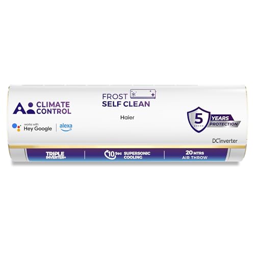 Haier 1.5 Ton 4 Star AI Climate Control Smart Split AC (5250 Watts, Copper, Wi-Fi, 4-Way Swing, Triple Inverter, 7 in 1, Frost Self Clean, HD Filter, Cools at 60°C – HSU18K-PYAIR4BN-INV, White)