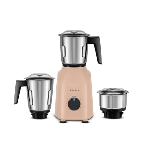 Atomberg Xiana 750 Watt Mixer Grinder | 3 Multipurpose Stainless Steel Jars | Coarse Mode for Silbatta-like Textures | Powerful Intelligent Motor | Easy Fault LED Indication | Peach Blossom