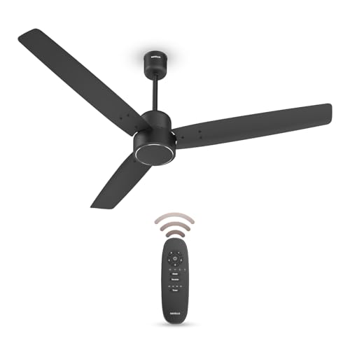 Havells FAB BLDC Ceiling Fan 1200mm (Made In India), 380 RPM, Savings Upto 65%, Reverse Rotation, 4 Modes (Boost,Sleep,Breeze,Mop), Low Wattage 30W, Low Noise, Air Flow:225 CMM, 3Y Warranty, Black
