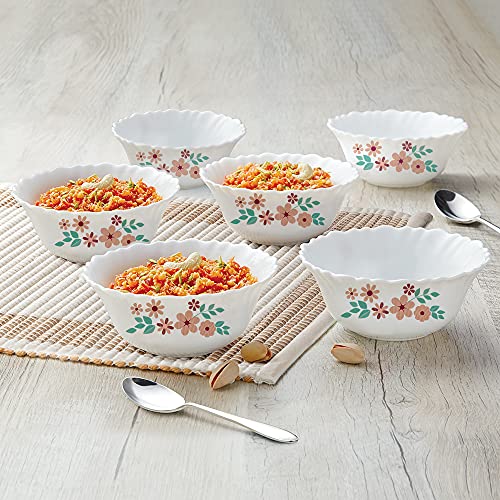 Larah by BOROSIL Ayana 6 Pcs Opalware Soup Bowl Set (210 ml Each), White