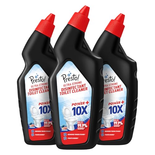 Amazon Brand – Presto! Ultra Strong Disinfectant Toilet Cleaner 3L | 1L X Pack of 3 | Ocean Mist
