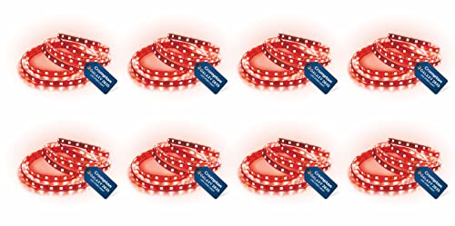 Crompton 5 Meter LED Strip Light | Red Color, 300 LEDs Flexible Roll | Decorative & Energy Saving Accent Lighting | Plastic Build | Without Driver | Pack of 8