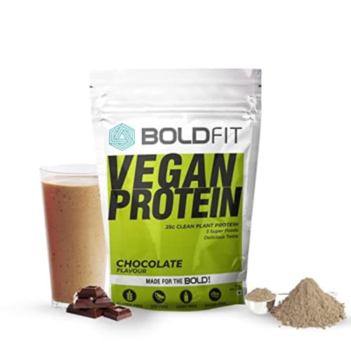 Boldfit Plant Protein Powder – Plant Based Protein Powder with Multivitamin, Minerals, Superfoods, Pea Protein, Digestive Enzymes | Plant Protein Powder -Chocolate Flavour – 500g