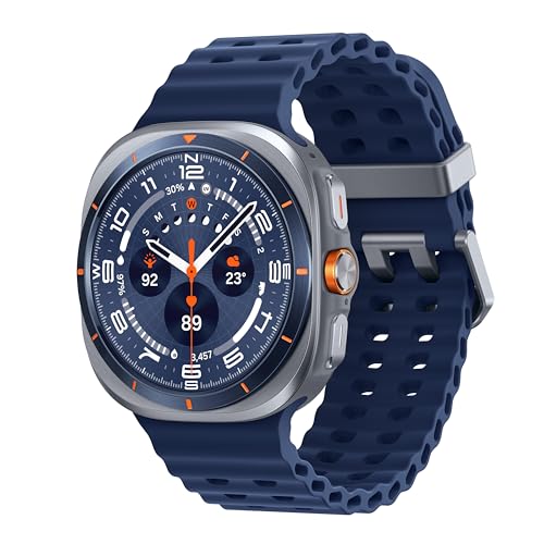 Samsung Galaxy Watch Ultra 2025 (47mm, LTE, Titanium Blue)| Upto 100h Battery| 3nm Processor| Dual GPS| Quick Button/Siren| Sapphire Glass| 10ATM and IP68| BP and ECG Monitor| Energy Score and Ages