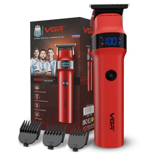 VGR VL-786 Professional Hair Clipper for Men & Salons | Cord & Cordless | Titanium Blades | LED Display | Taper Lever | 6 Guide Combs | 200 min Long Runtime | Fast Charging | 1+1 Year Warranty | Green