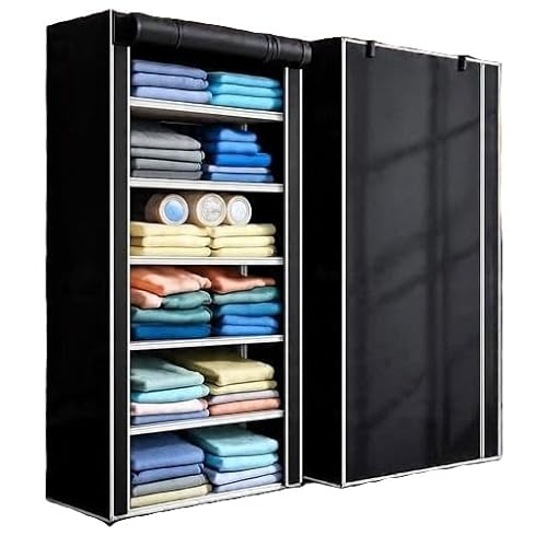 Hexzone Compact 6-Layer Shoe Rack Stand with Covered Multipurpose Design Perfect for Home Organization Black