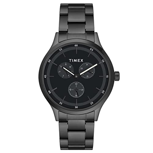 TIMEX Analog Watch for Man with Black Round Dial & Black Stainless Steel Bracelet Band Water Resistant Men’s Wrist Watches – TWHG03SMU17