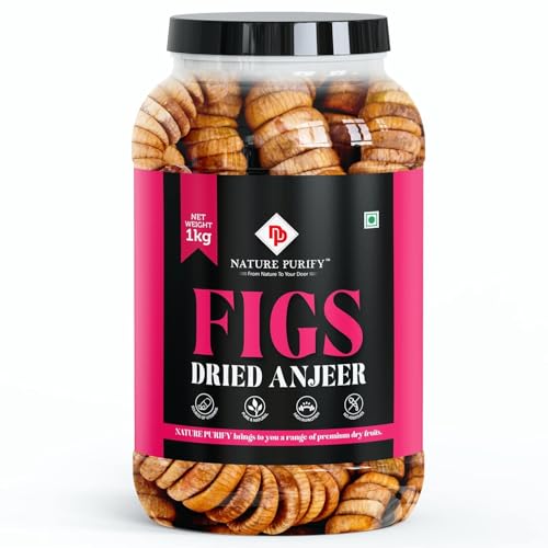 Nature Purify Premium Afghani Anjeer 1KG | Soft Juicy Dried Figs Dry Fruit | Rich Source Of Fiber | Low in Fat Healthy Snack Jar Pack Of 1 | Perfect for Gift