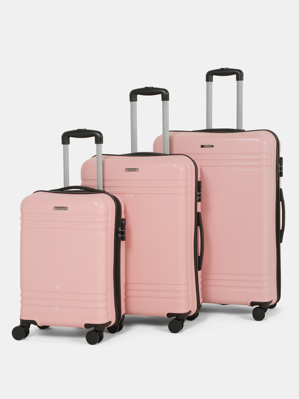 Teakwood Leathers Unisex Textured Set of 3 Trolley Bag (Small-Medium-Large,Rose) Cabin & Check-in Set 8 Wheels – 30 INCH