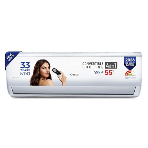 Cruise 1.5 Ton 3 Star,New Star rated, Inverter Split AC with 7-Stage Air Filtration (Copper, Convertible 4-in-1, Fast Cooling, PM 2.5 Filter, Anti-Rust Tech, New BEE Rated, CWCVBM-VQ3D173, White)