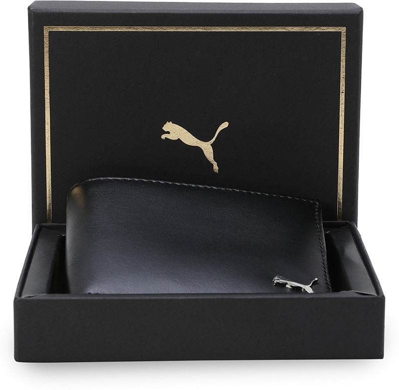 PUMA Men Black Genuine Leather Wallet(3 Card Slots)