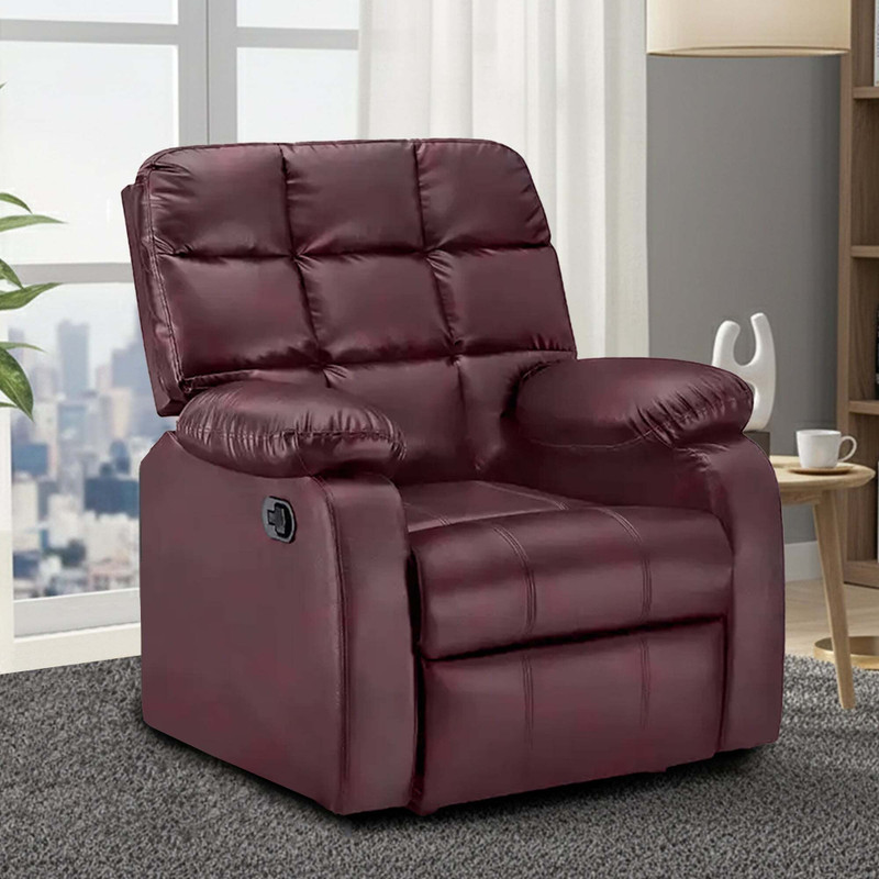 Flipkart Perfect Homes Comfy Leatherette Manual Recliner(Finish Color – Maroon, DIY(Do-It-Yourself))