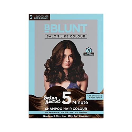 BBLUNT Chocolate Dark Brown 5 Minute Shampoo Hair Colour for 100% Grey Coverage – 20ml X 5
