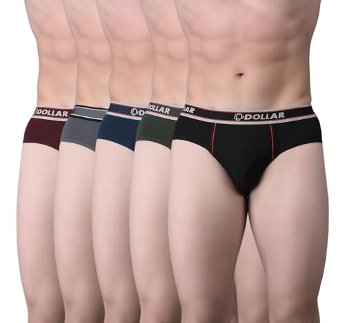 Dollar Bigboss Men’s Pack of 7 Combed Solid Cotton Brief with Anti-Microbial Odour Control (8905203758210_MBBR-04-MDSTE-PO7-CO1-S24_XXL) Assorted