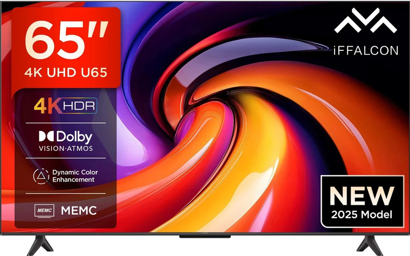 iFFALCON U65 164 cm (65 inch) Ultra HD (4K) LED Smart Google TV with MEMC | Dolby Vision-Atmos | HVA Panel & Metallic Bezel-Less(65U65)