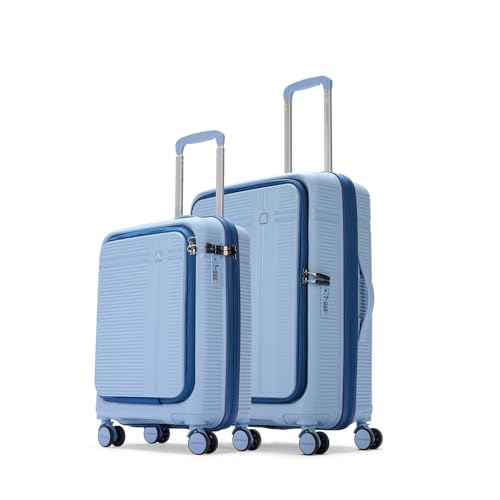 Aristocrat Solana Set of 2 (Cabin+Medium) Hard Case Trolley Bags, Blue