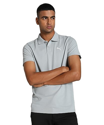 Puma Cotton Men’s Solid Slim Fit T-Shirt (680817_Cool Mid Gray XS), Grey