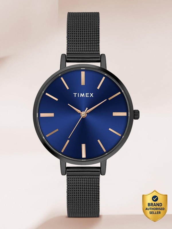 TIMEX Round 35mm Blue Dial Analog Watch  – For Women