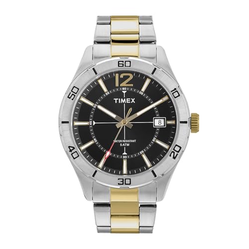 TIMEX Analog Watch for Men with Black Dial & Multicolor Stainless Steel Bracelet Band – Water Resistant Men’s Wrist Watches -TWEG295SMU07