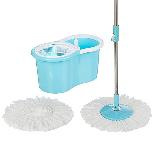 Raxon Innovation Stainless Steel Microfiber Floor Cleaning Spin Mop with Removable Washable Cleaning Pad and Integrated Water Mechanism for Floor, Multicolour