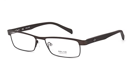 POLICE Eyewear| Square | Men | Medium | Matt Dark Brown Metal Frame