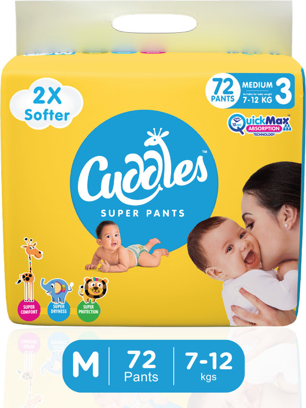 Cuddles – Super Pants 2X Softer Super Dry Pant Diapers – M(72 Pieces)