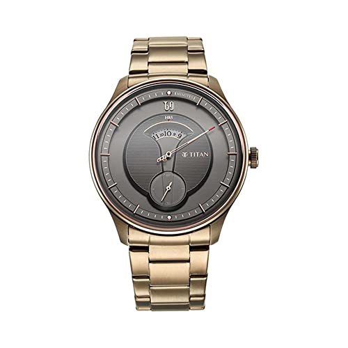 Titan Quartet Quartz Analog Grey Dial Brown Stainless Steel Strap Watch for Men – NT1890QM01