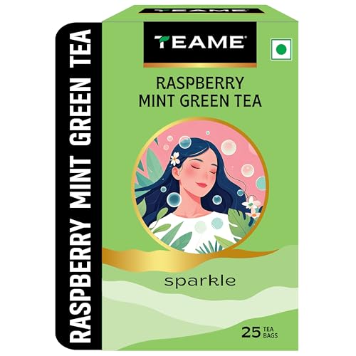 TE-A-ME Green Teabags Raspberry and Mint Flavour | Green Tea Bags 25 pcs