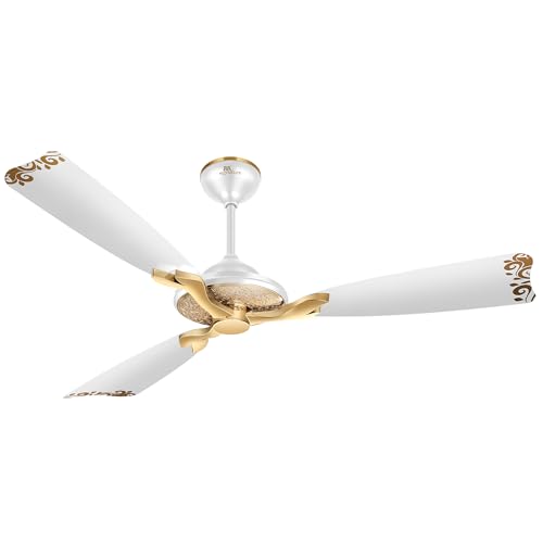 RR Signature Jaipur Mahal NEO 1240 MM | Royal Design Ceiling Fan for Home and Office | High Speed 320 RPM | Agaria White, 3 Year Warranty & Free Installation