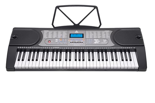 Audio Array AK-61 Pro 61-Key Portable Electronic Keyboard with LCD Display, Built-in Speakers, Mic Input & Included Mics, 255 Timbres, 512 Rhythms, Battery & Adapter Powered