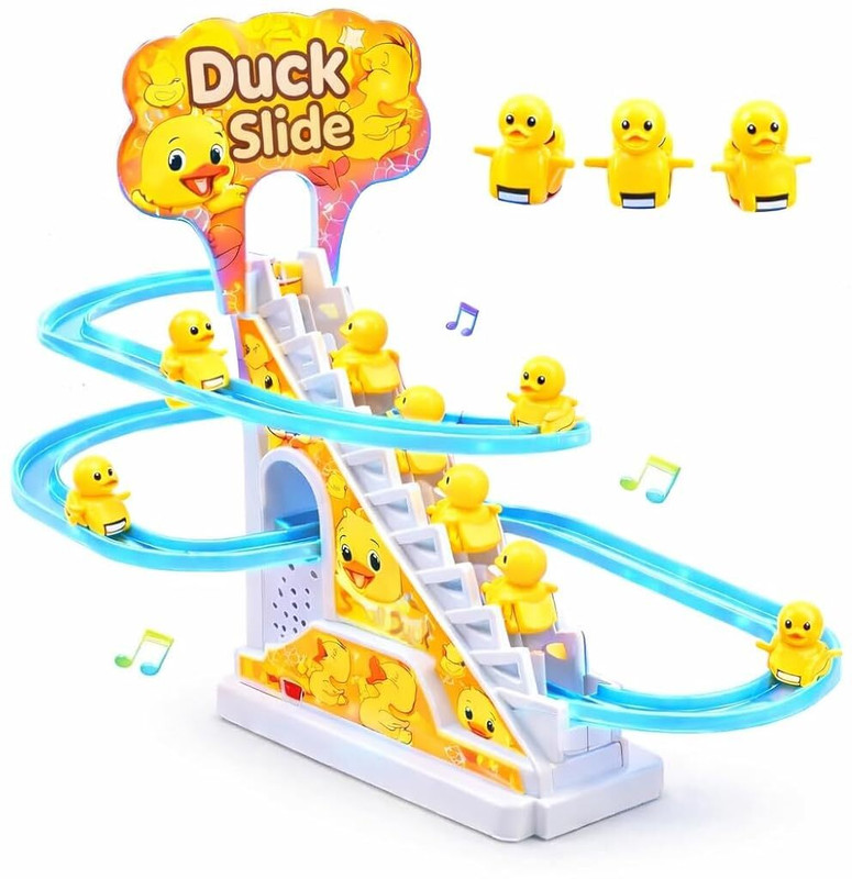 J K INTERNATIONAL Duck Slide Set Toy for Kids Automatic Stair Climbing Track(Multicolor)
