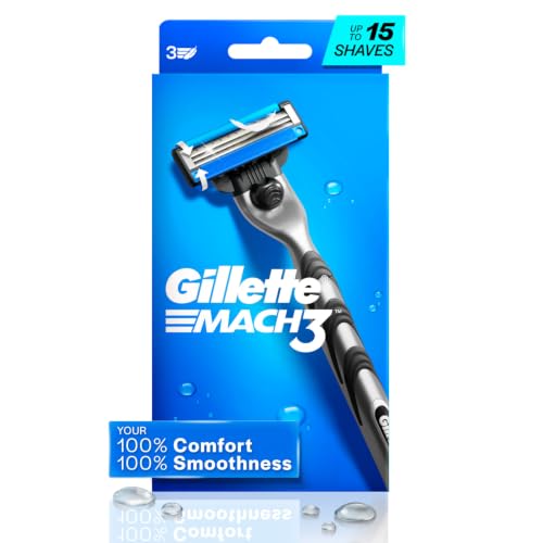 Gillette Mach 3, Shaving Razor For Men | Most Comfortable Shave | 3D Blade Technology | Metal Handle For Superior Grip