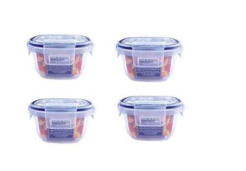 Aristo Lock & Fresh 112 Plastic Storage Container – 300 ML – Set Of 4, Transparent Clear
