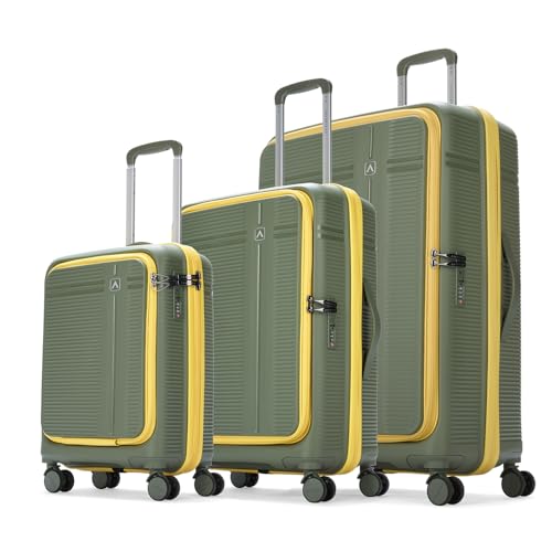 Aristocrat Solana Set of 2 (Cabin+Medium) Hard Case Trolley Bags, Green