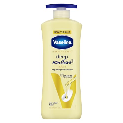 Vaseline Deep Moisture Body Lotion with Ceramide Hyaluron Fillers | 10X More Moisture for Cushion Soft Glowing Skin | For Dry Skin | Lightweight Non-Sticky Formula | 600ml