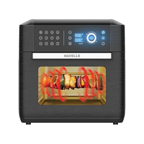 Havells Avanza Multi Function Air Fryer Oven 15L|1700W|Digital Touch Control|14 Pre-Sets|Aerocrisp Technology|Includes Skewer Set,Rotisserie Fork,Mesh,Baking Tray|2Yr Door Step Warranty by Havells