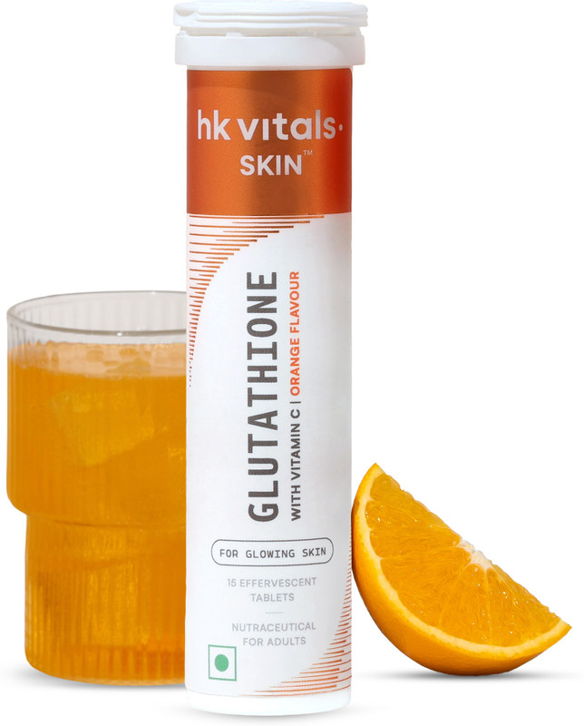 hk vitals Glutathione Effervescent, Orange | L-Glutathione with Vitamin C, E(15 Tablets)