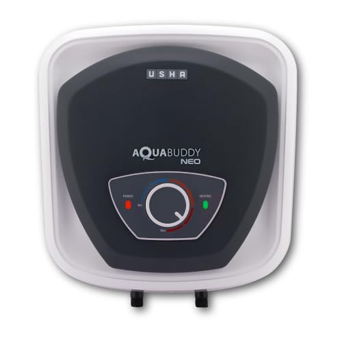 USHA AquaBuddy Neo Geyser 10 Litre 5 Star BEE Rating | Copper Heating Element | Storage Water Heater with Anti-Rust Protection | Warranty: 8 Yr Tank, 2 Yr Product