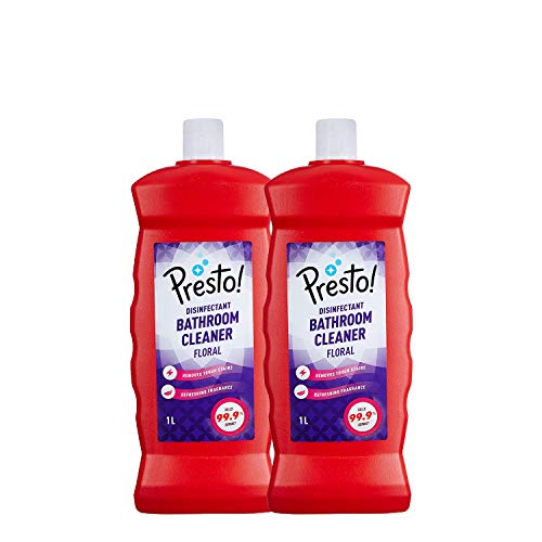 Amazon Brand – Presto! Bathroom Cleaner | Floral | 2 Litre | 1 L X 2 Packs | Suitable For Bathroom Floors, Slabs, Wall Tiles, Sinks, Basins, Stainless Steel Taps & Shower Heads