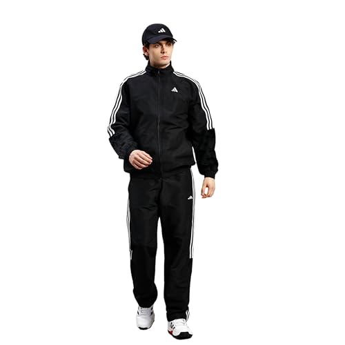 Adidas Men Training Mock Collar Long Sleeve Track Suit – Regular Fit Polyester Activewear Set Lightweight, Breathable Sportswear track suit for Gym, Running, Fitness, Casual For Fall Winter